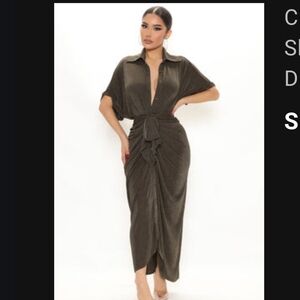 NWT City Mood Slinky Midi Dress in Olive